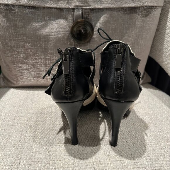 Aldo Two-Tone Oxford-Inspired Peep Toe Heels (Size 37) - Picture 2 of 4